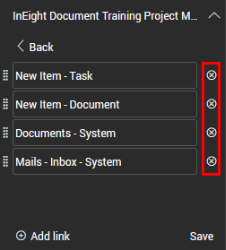 Click delete icon X to delete quick launch link