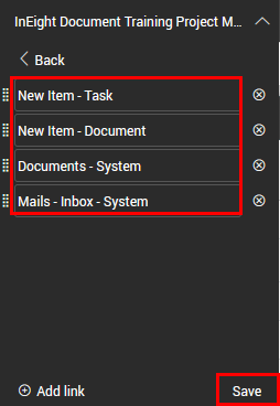 Update quick launch link names and save
