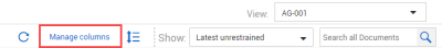 Manage columns button in the top of the register