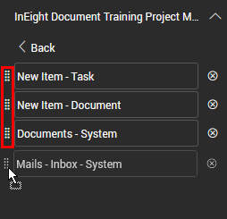 Click dotted menu icon and drag quick launch link into position