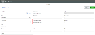 Active Directory Name under Details tab  in Single Sign on setup