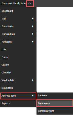 Navigate to Companies in the Address book from module menu