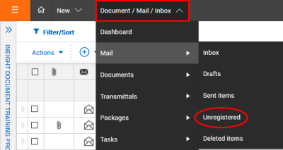 select Unregistered in the Mail menu