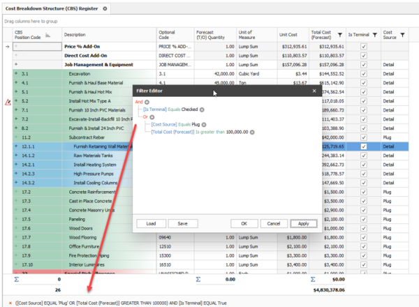InEight Estimate - Sort and filter columns