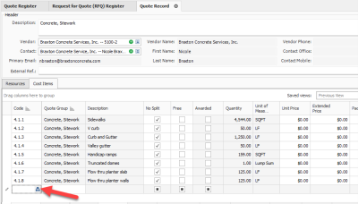 Add Quote Pricing - Adding cost items