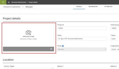 Shows uploaded image or icon on Project details page