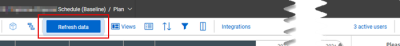 Refresh data button showing refresh alert in Plan view