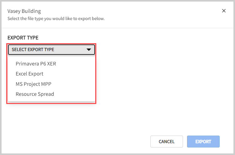 InEight Schedule - Export a Schedule